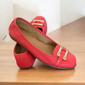 Soft Aerosol Leather Loafers with Gold Accents